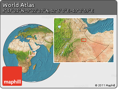 Satellite Location Map of the Area around 9° 4' 52" N, 42° 34' 30" E