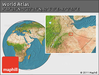 Satellite Location Map of the Area around 9° 4' 52" N, 42° 34' 30" E
