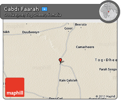 Shaded Relief 3D Map of Cabdi Faarah