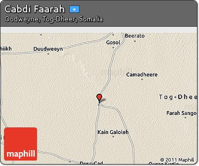 Shaded Relief 3D Map of Cabdi Faarah