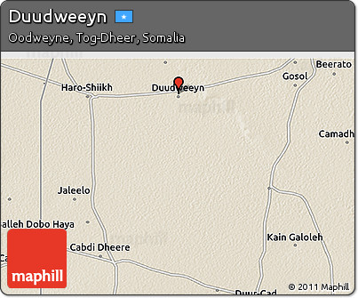Shaded Relief 3D Map of Duudweeyn