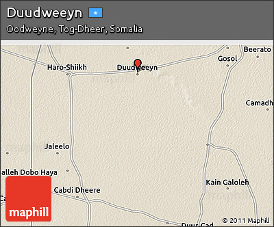 Shaded Relief 3D Map of Duudweeyn