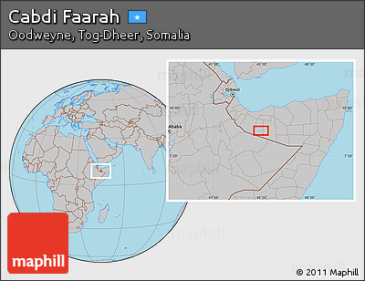 Gray Location Map of Cabdi Faarah