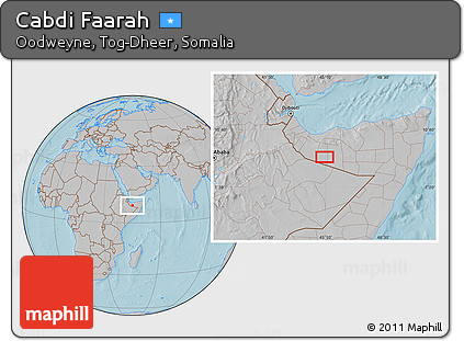 Gray Location Map of Cabdi Faarah, hill shading