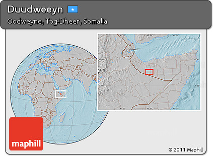 Gray Location Map of Duudweeyn, hill shading