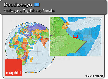 Political Location Map of Duudweeyn