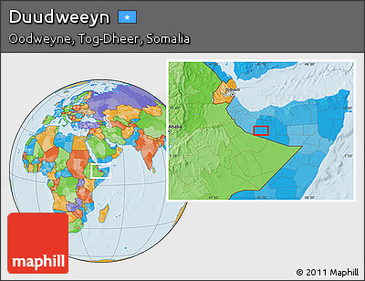Political Location Map of Duudweeyn
