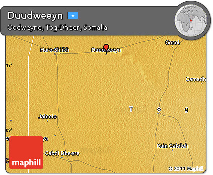 Physical Map of Duudweeyn