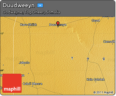 Physical Map of Duudweeyn