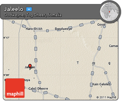 Shaded Relief Map of Jaleelo