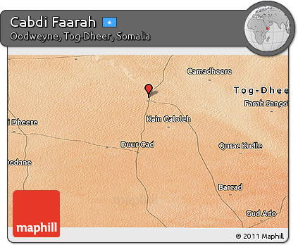 Satellite Panoramic Map of Cabdi Faarah