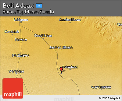 Physical 3D Map of Beli Adaax