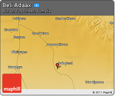 Physical 3D Map of Beli Adaax