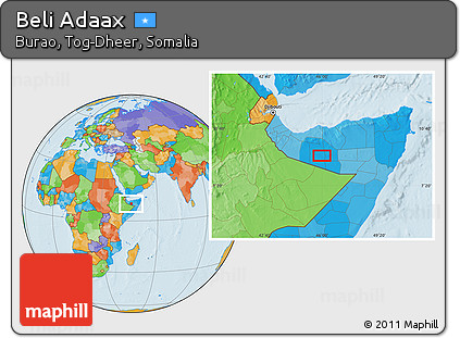 Political Location Map of Beli Adaax