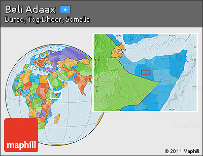 Political Location Map of Beli Adaax
