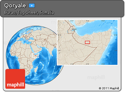 Shaded Relief Location Map of Qoryale