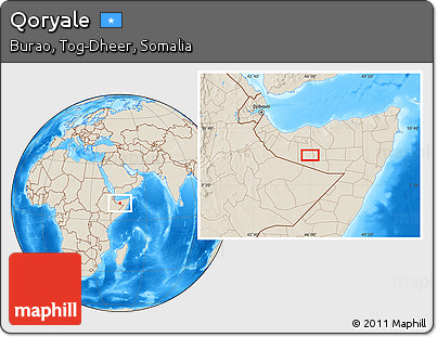 Shaded Relief Location Map of Qoryale