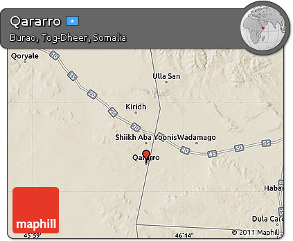 Shaded Relief Map of Qararro
