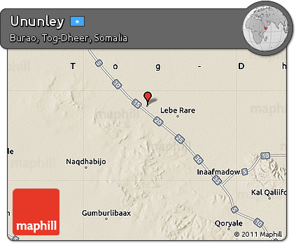 Shaded Relief Map of Ununley