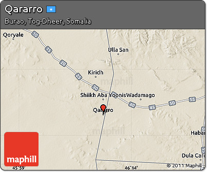 Shaded Relief Map of Qararro