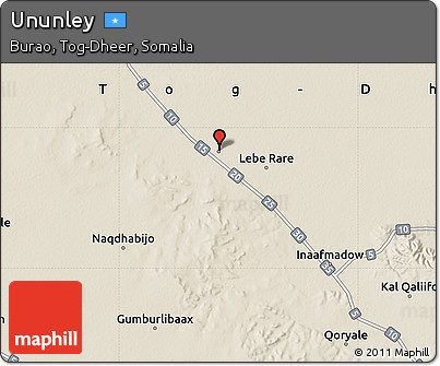 Shaded Relief Map of Ununley