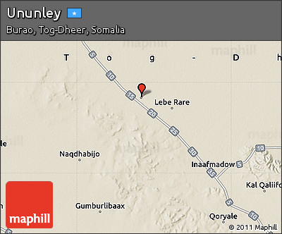 Shaded Relief Map of Ununley
