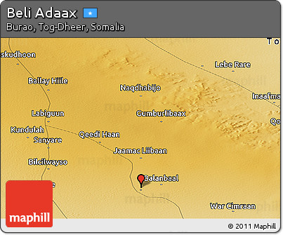 Physical Panoramic Map of Beli Adaax