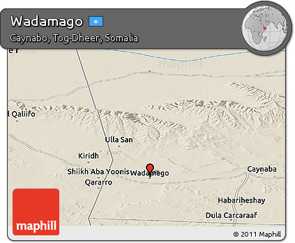 Shaded Relief Panoramic Map of Wadamago