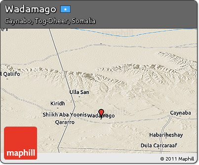 Shaded Relief Panoramic Map of Wadamago