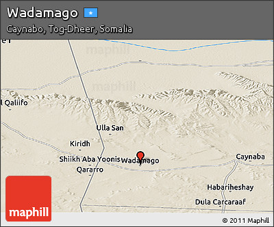 Shaded Relief Panoramic Map of Wadamago