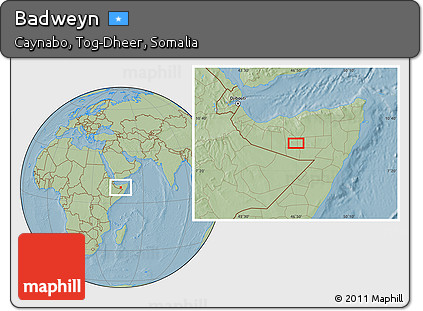 Savanna Style Location Map of Badweyn, hill shading