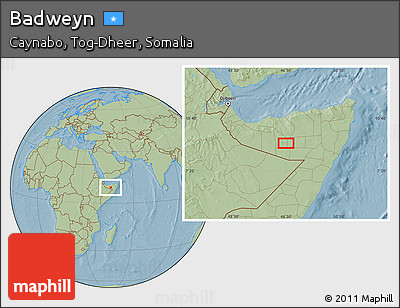 Savanna Style Location Map of Badweyn, hill shading