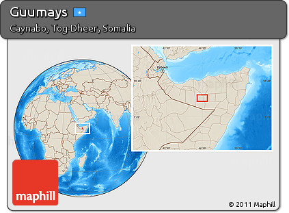 Shaded Relief Location Map of Guumays