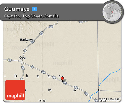 Shaded Relief Map of Guumays