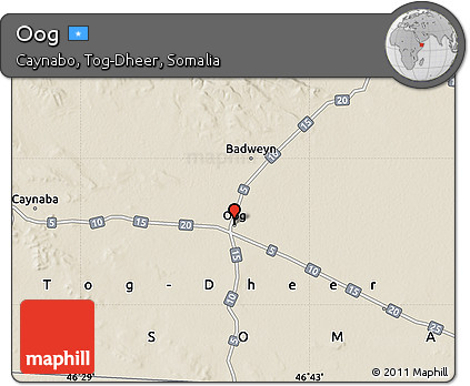 Shaded Relief Map of Oog