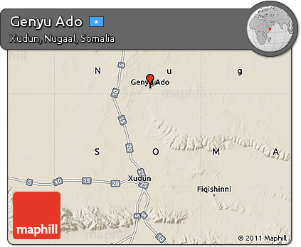 Shaded Relief Map of Genyu Ado