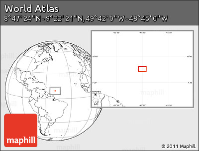 Blank Location Map of the Area around 9° 4' 52" N, 49° 13' 30" W