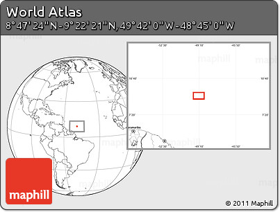 Blank Location Map of the Area around 9° 4' 52" N, 49° 13' 30" W