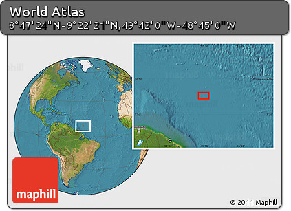 Satellite Location Map of the Area around 9° 4' 52" N, 49° 13' 30" W