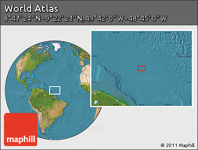 Satellite Location Map of the Area around 9° 4' 52" N, 49° 13' 30" W