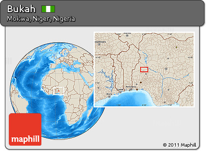 Shaded Relief Location Map of Bukah
