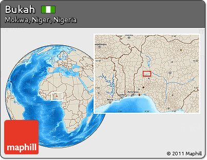 Shaded Relief Location Map of Bukah
