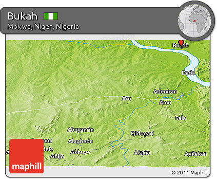 Physical Panoramic Map of Bukah
