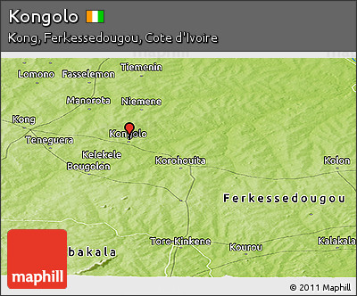 Physical Panoramic Map of Kongolo