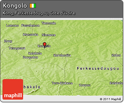 Physical Panoramic Map of Kongolo
