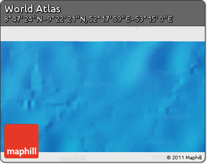 Physical 3D Map of the Area around 9° 4' 52" N, 52° 46' 29" E