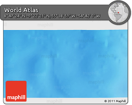 Physical 3D Map of the Area around 9° 4' 52" N, 55° 10' 29" W