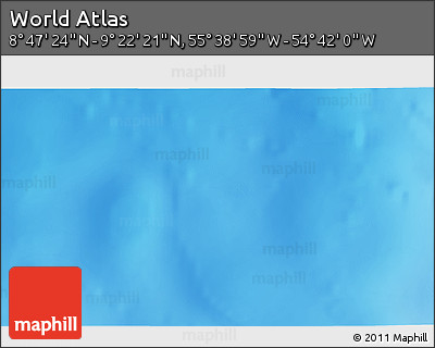 Physical 3D Map of the Area around 9° 4' 52" N, 55° 10' 29" W