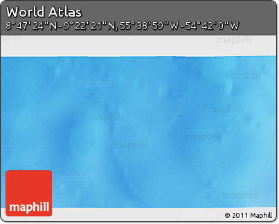 Physical 3D Map of the Area around 9° 4' 52" N, 55° 10' 29" W
