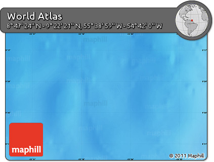 Physical Map of the Area around 9° 4' 52" N, 55° 10' 29" W